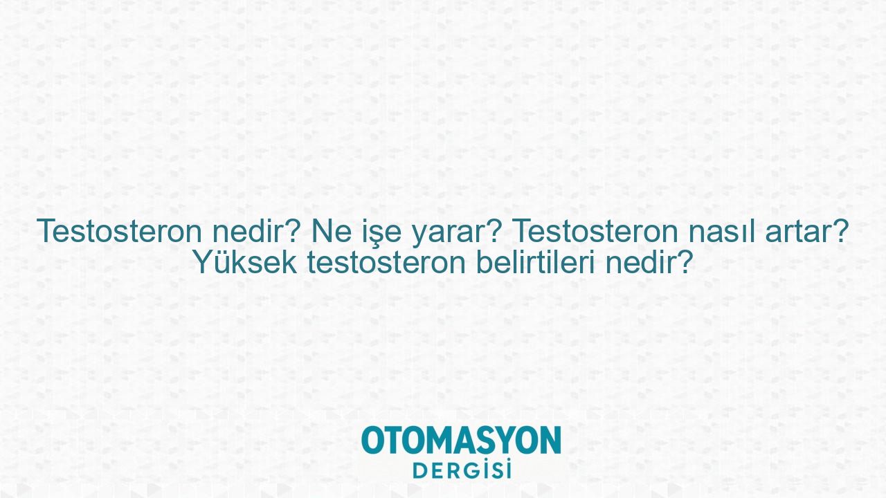 Testosteron nedir? Ne işe yarar? Testosteron nasıl artar? Yüksek testosteron belirtileri nedir? - Otomasyon Dergisi